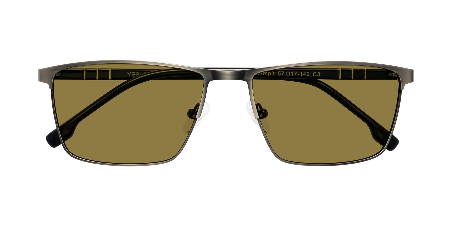 Folded Front of Sampit in Brushed Silver with Brown Polarized Lenses