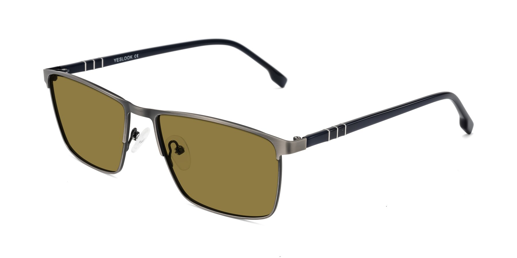 Angle of Sampit in Brushed Silver with Brown Polarized Lenses