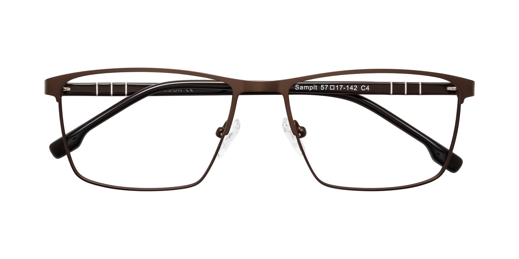 Folded Front of Sampit in Matte Brown with Clear Eyeglass Lenses