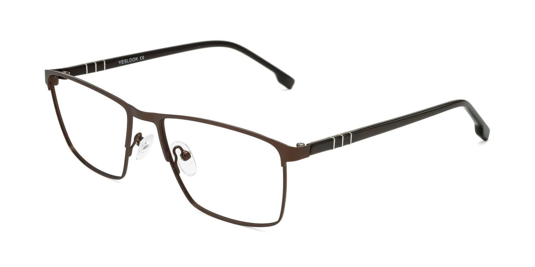 Angle of Sampit in Matte Brown with Clear Eyeglass Lenses