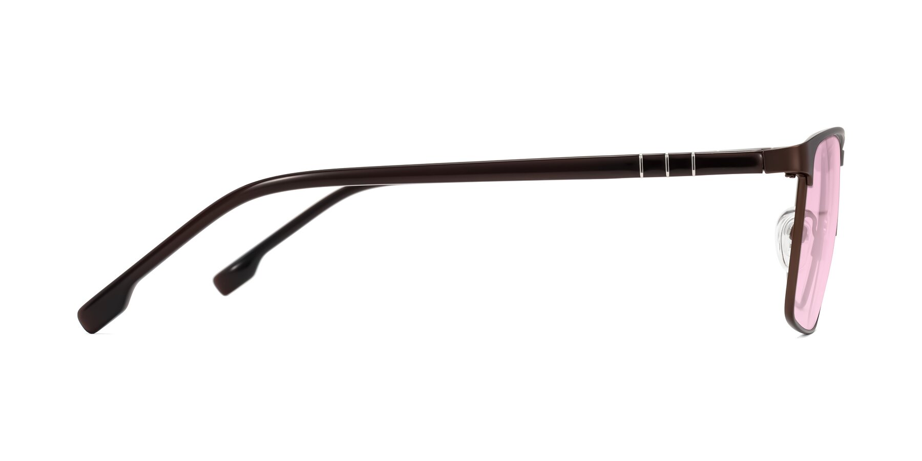 Side of Sampit in Matte Brown with Light Pink Tinted Lenses