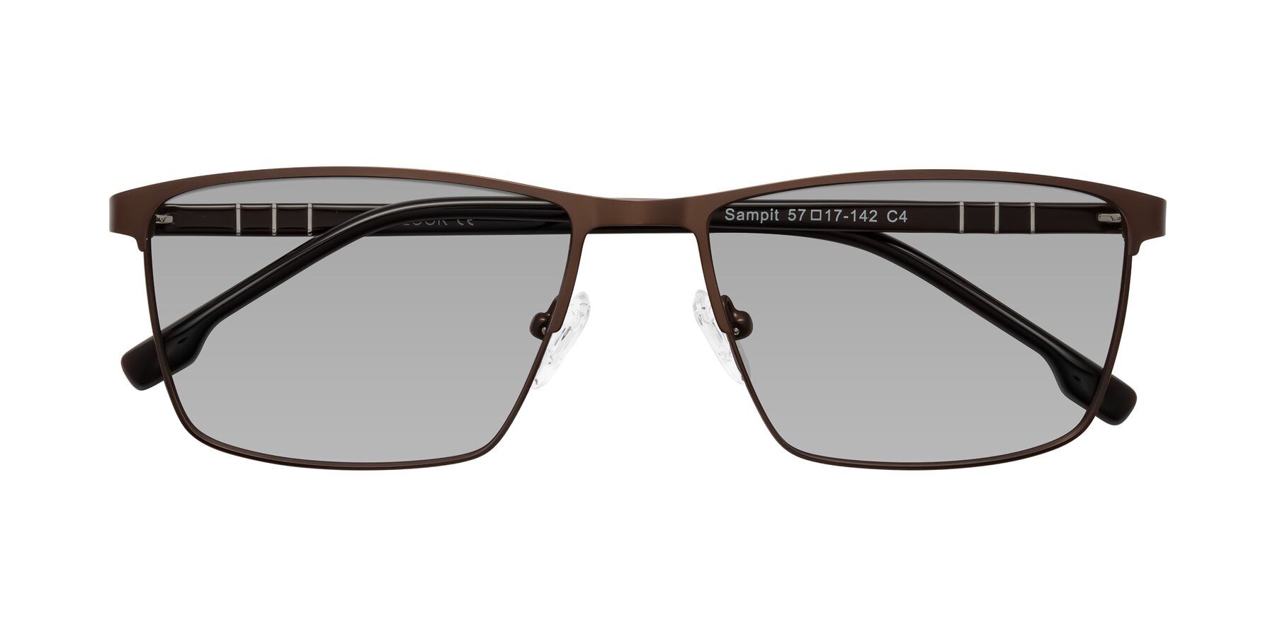 Folded Front of Sampit in Matte Brown with Light Gray Tinted Lenses