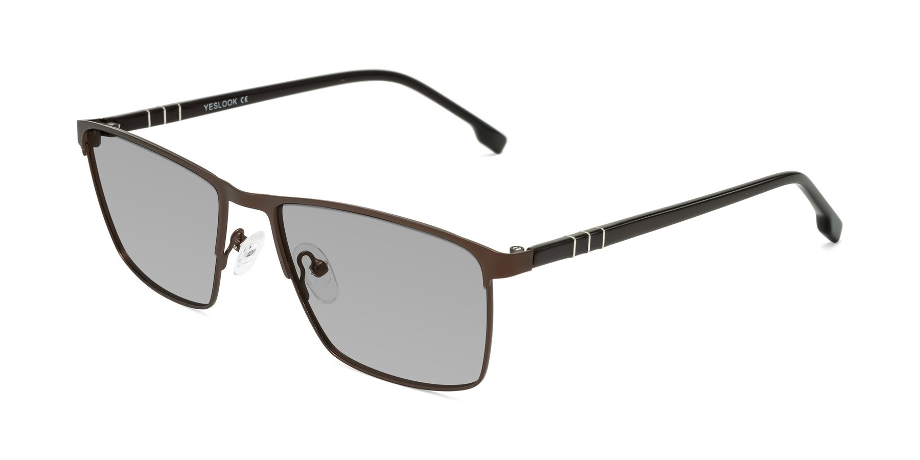 Angle of Sampit in Matte Brown with Light Gray Tinted Lenses