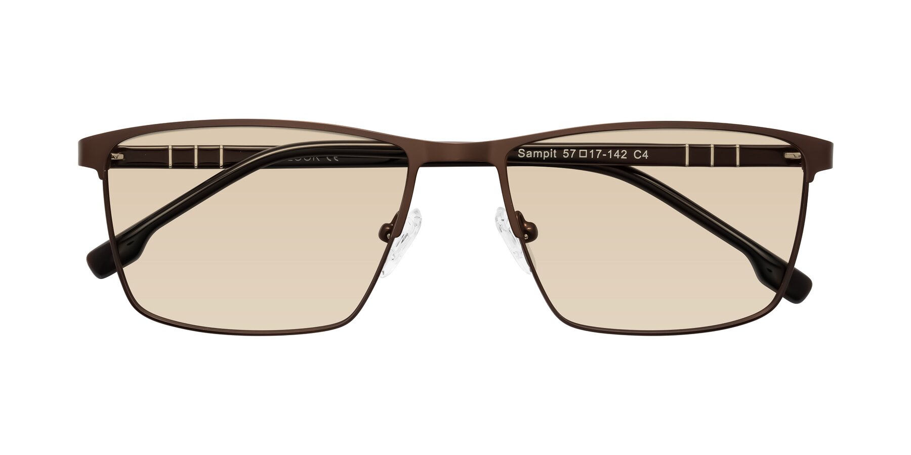 Folded Front of Sampit in Matte Brown with Light Brown Tinted Lenses