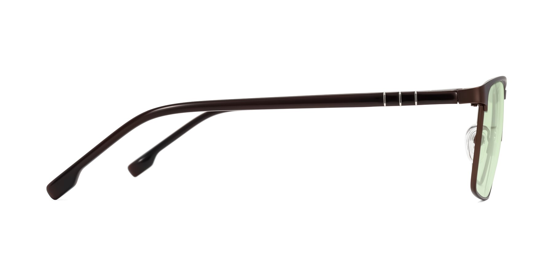 Side of Sampit in Matte Brown with Light Green Tinted Lenses