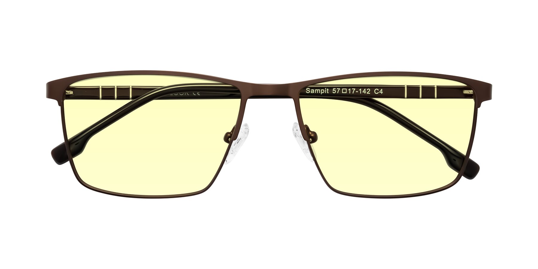 Folded Front of Sampit in Matte Brown with Light Yellow Tinted Lenses