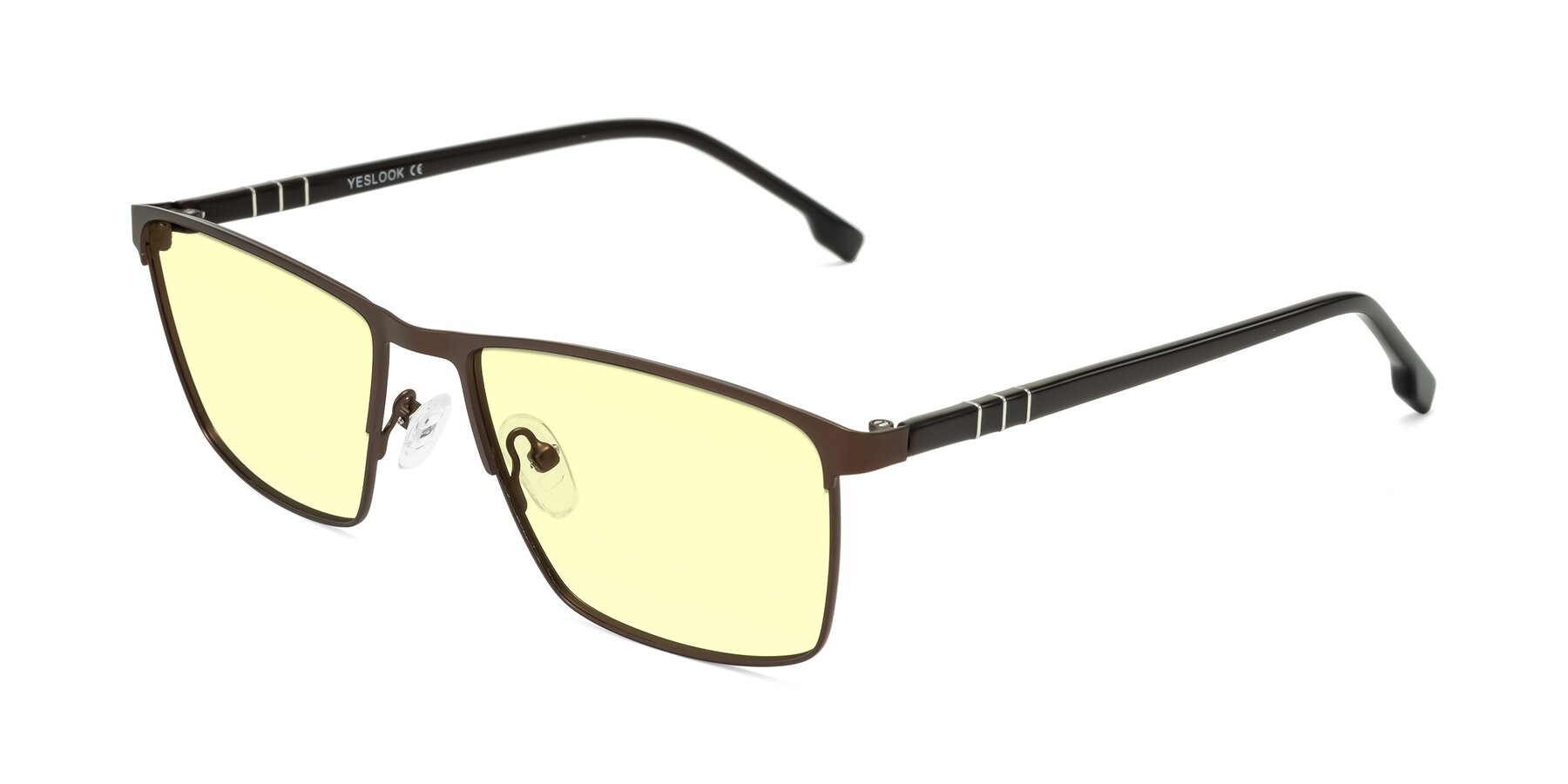 Angle of Sampit in Matte Brown with Light Yellow Tinted Lenses