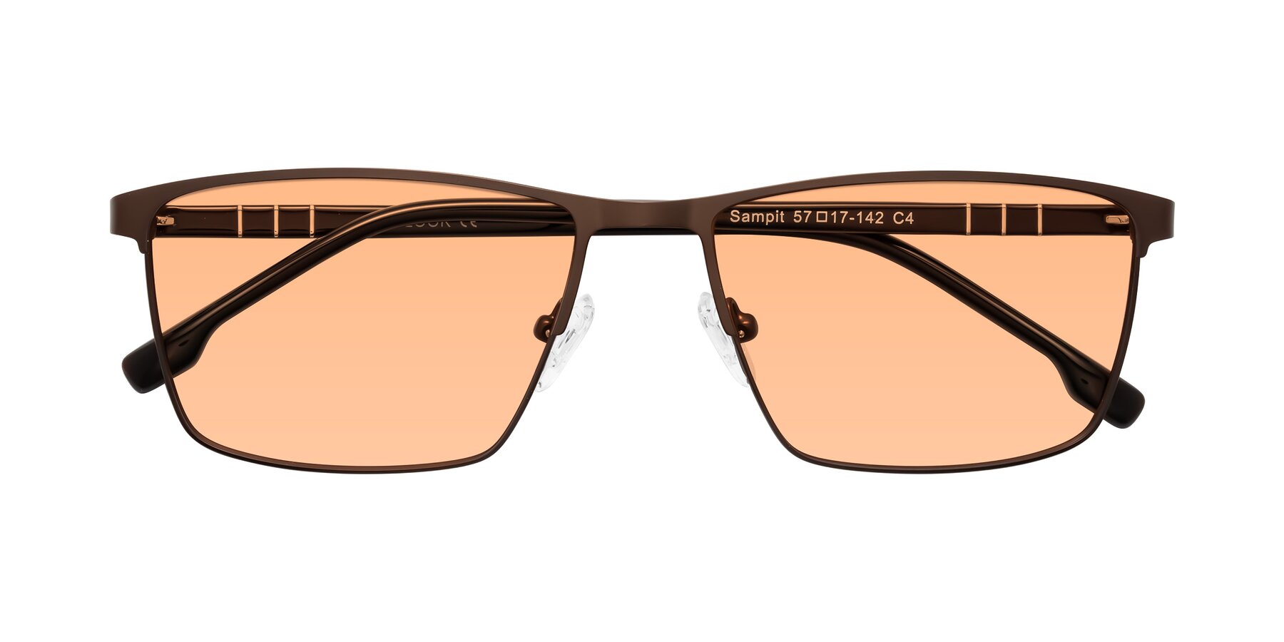 Folded Front of Sampit in Matte Brown with Light Orange Tinted Lenses