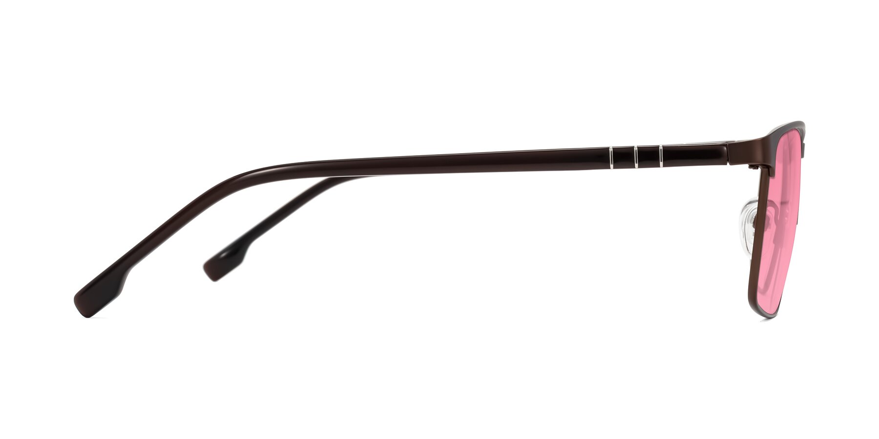 Side of Sampit in Matte Brown with Pink Tinted Lenses
