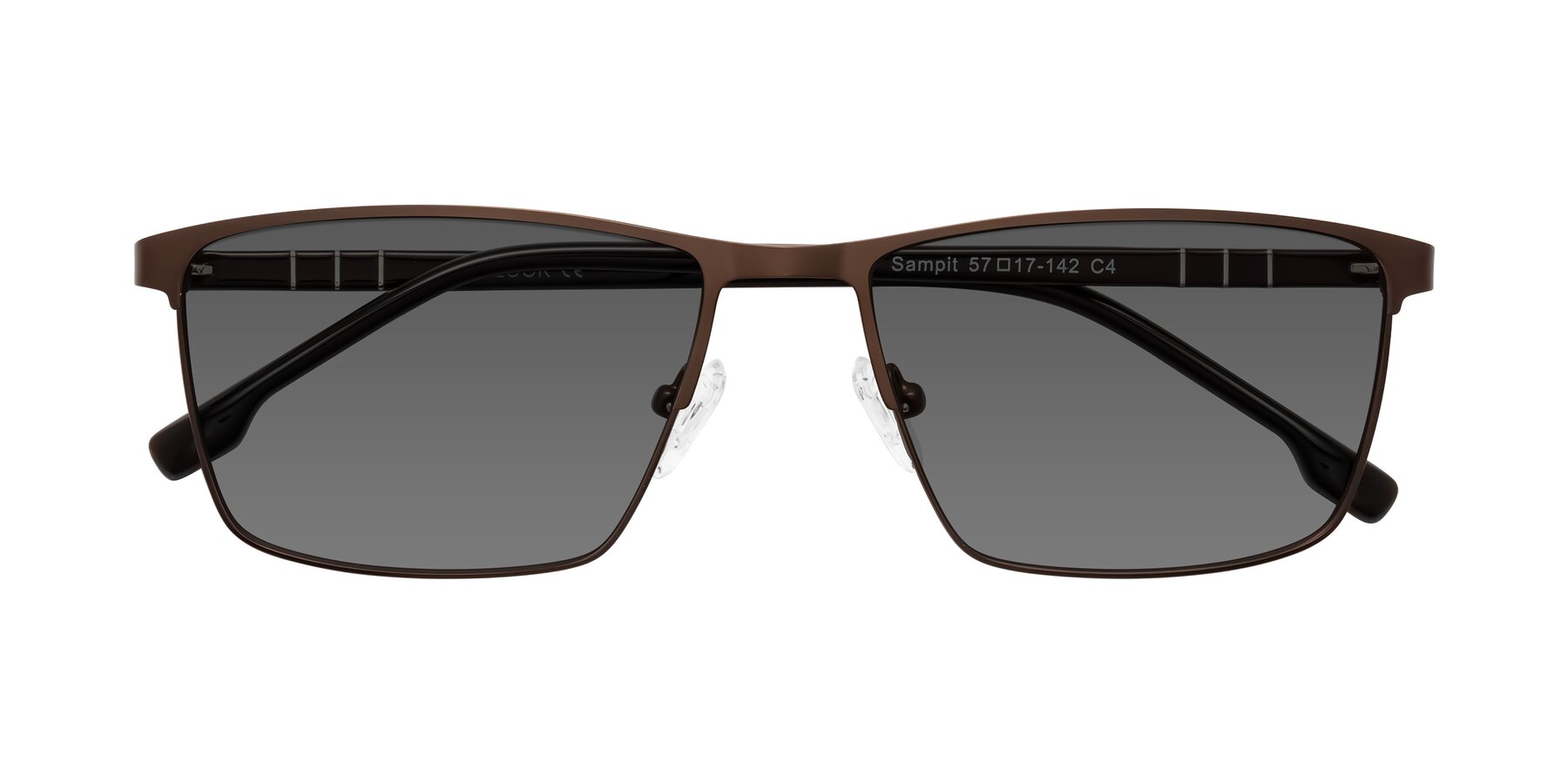 Folded Front of Sampit in Matte Brown with Medium Gray Tinted Lenses