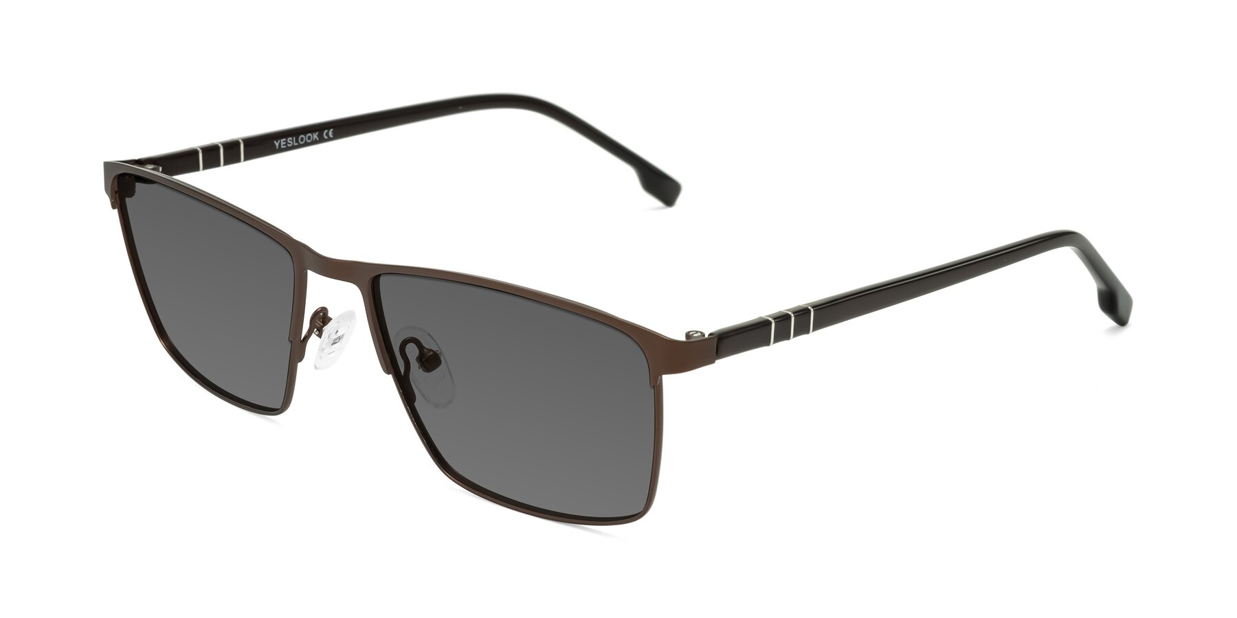 Angle of Sampit in Matte Brown with Medium Gray Tinted Lenses