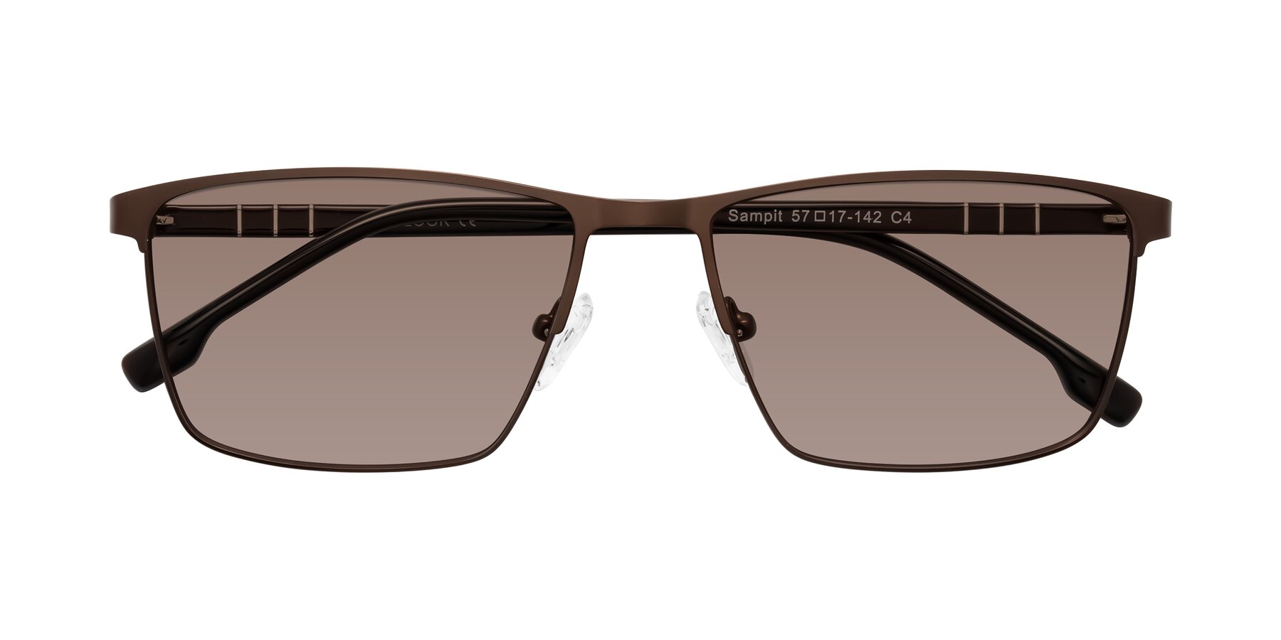Folded Front of Sampit in Matte Brown with Medium Brown Tinted Lenses