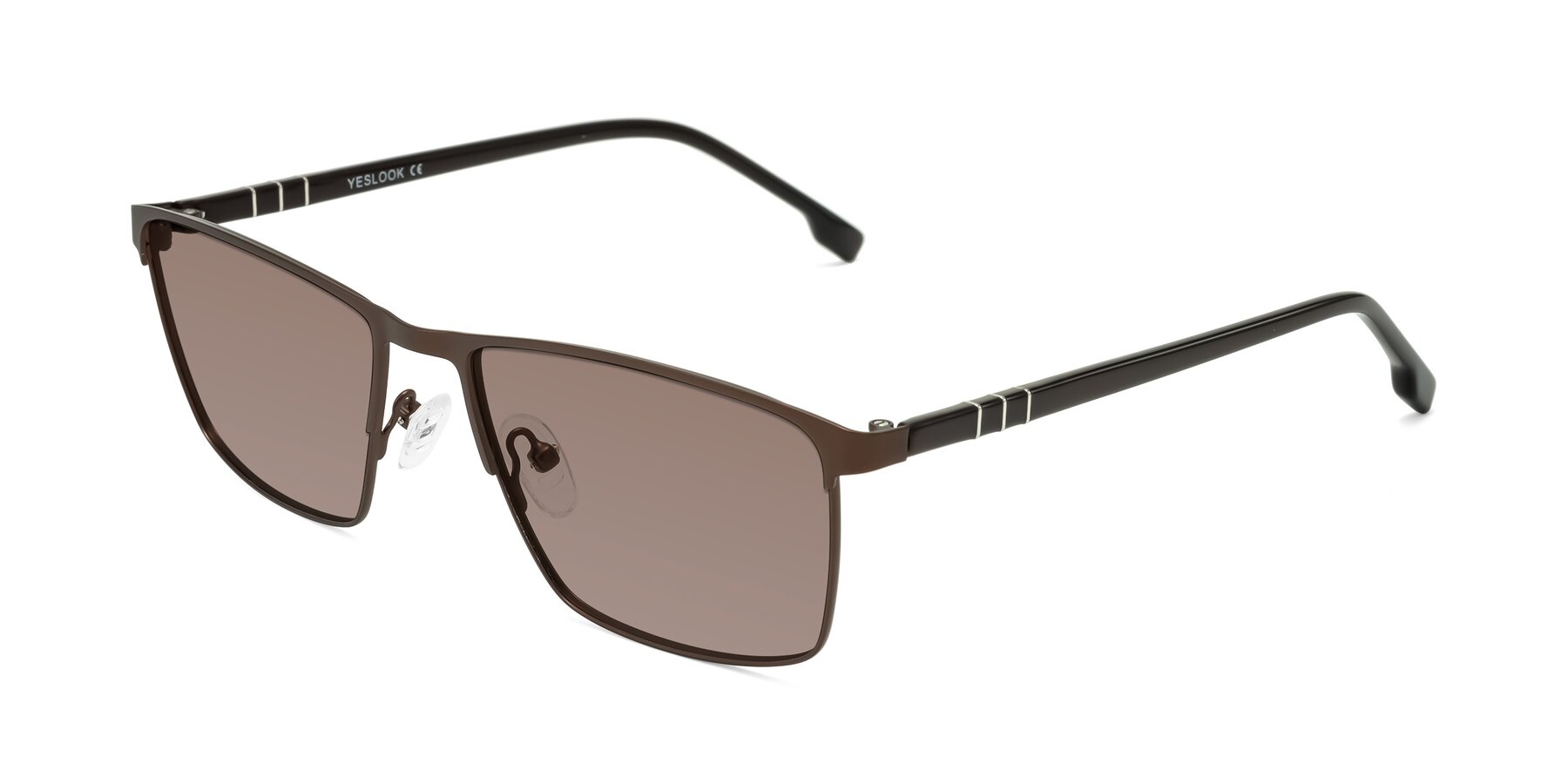 Angle of Sampit in Matte Brown with Medium Brown Tinted Lenses