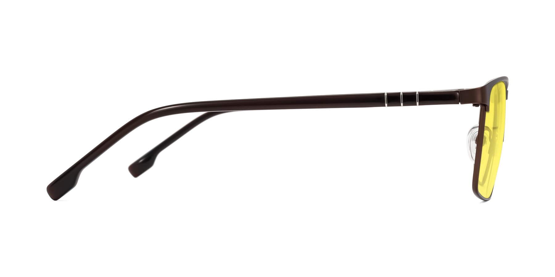 Side of Sampit in Matte Brown with Medium Yellow Tinted Lenses