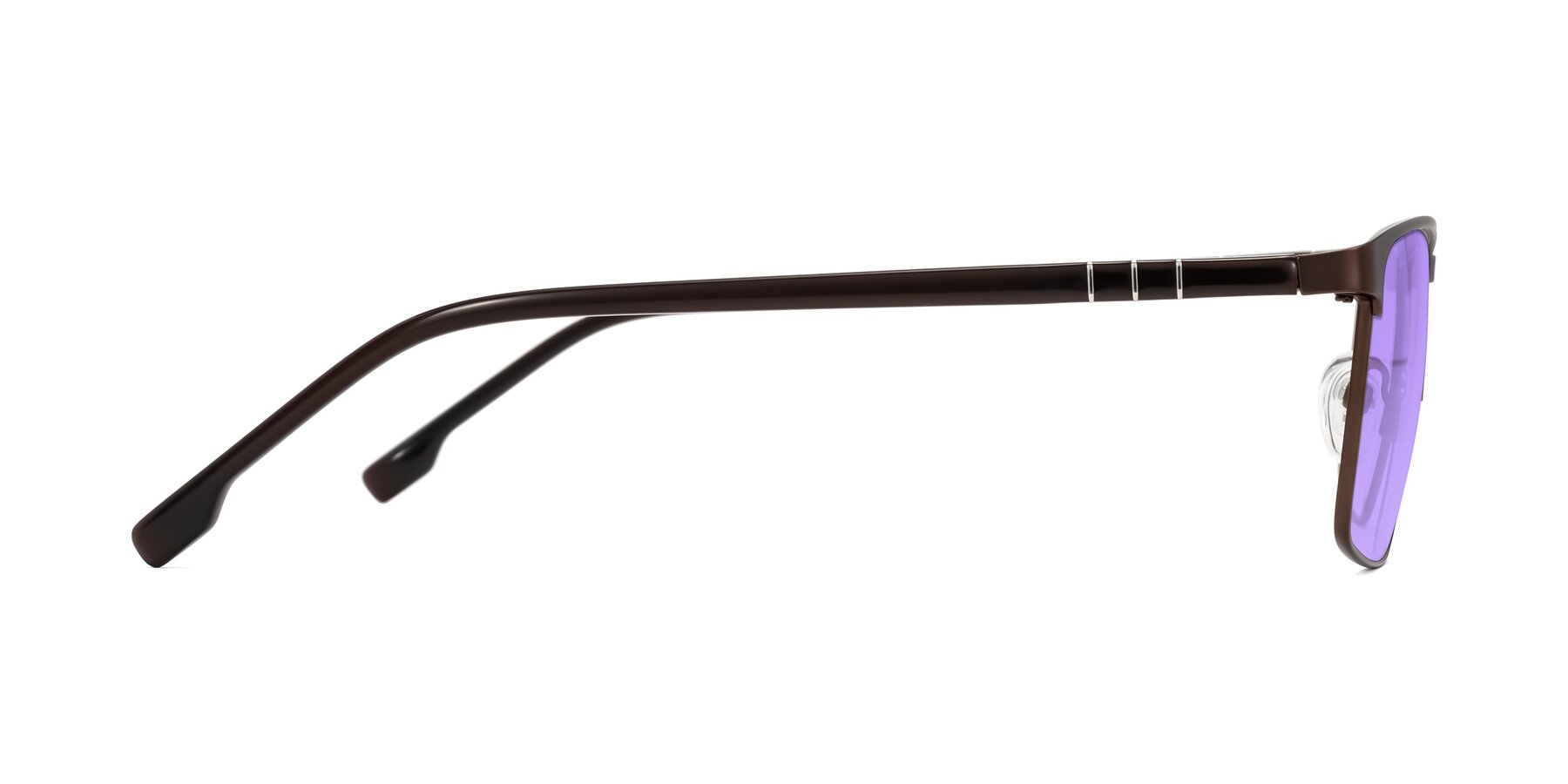 Side of Sampit in Matte Brown with Medium Purple Tinted Lenses