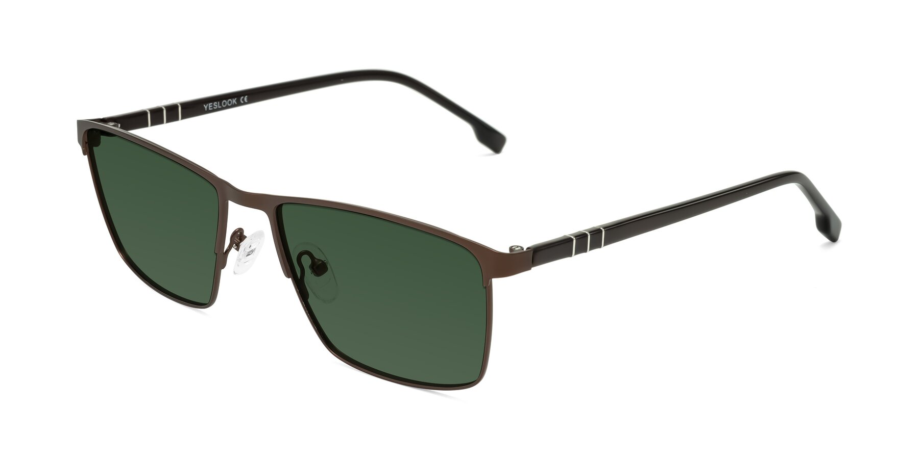 Angle of Sampit in Matte Brown with Green Tinted Lenses