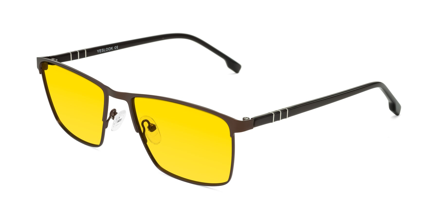 Angle of Sampit in Matte Brown with Yellow Tinted Lenses