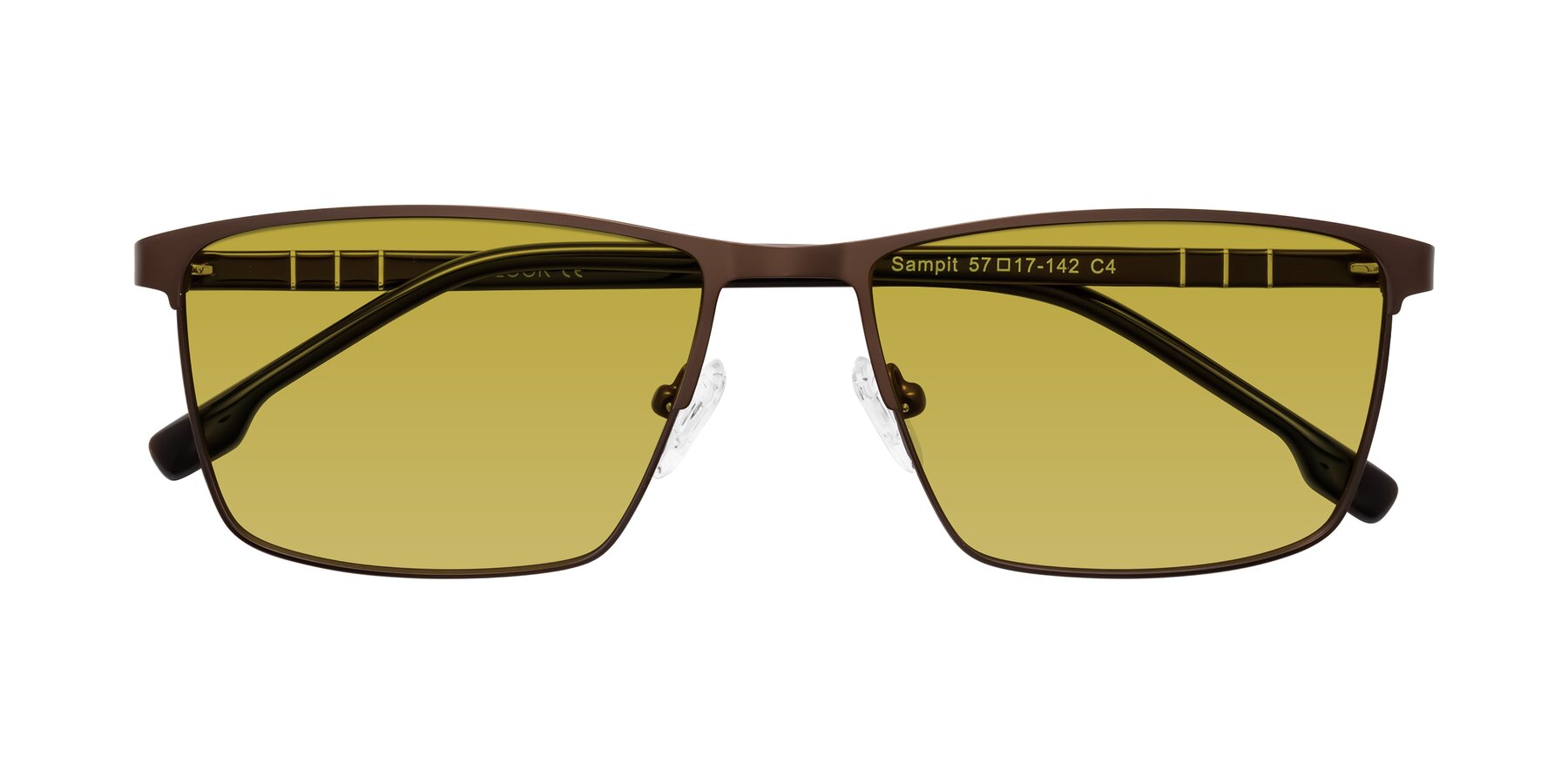 Folded Front of Sampit in Matte Brown with Champagne Tinted Lenses