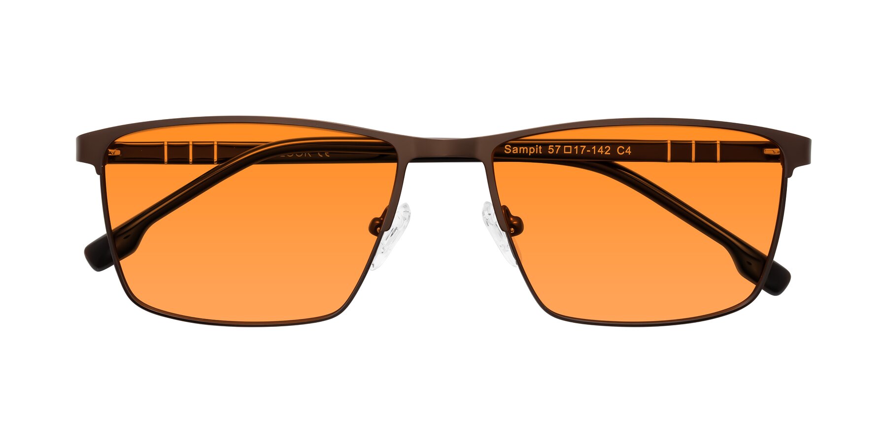 Folded Front of Sampit in Matte Brown with Orange Tinted Lenses
