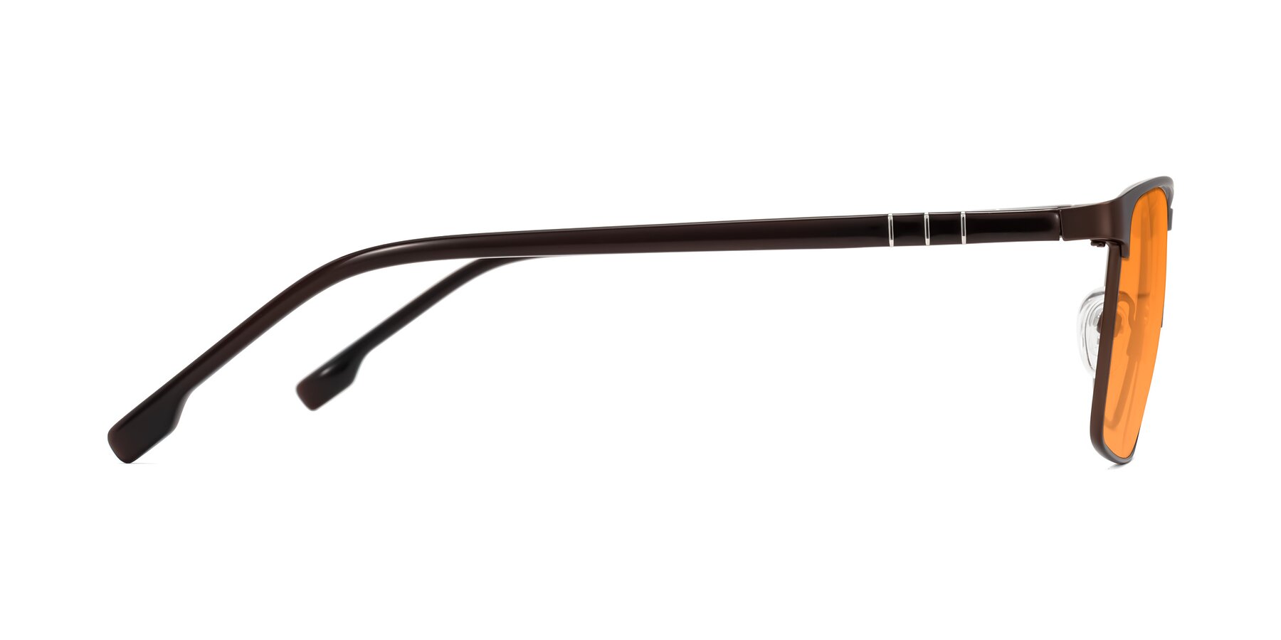 Side of Sampit in Matte Brown with Orange Tinted Lenses