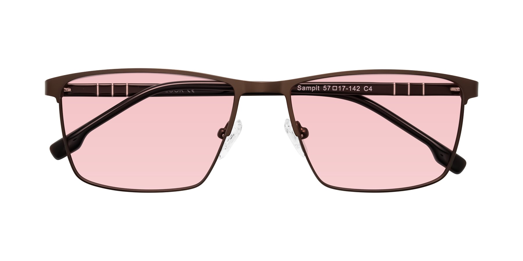 Folded Front of Sampit in Matte Brown with Light Garnet Tinted Lenses