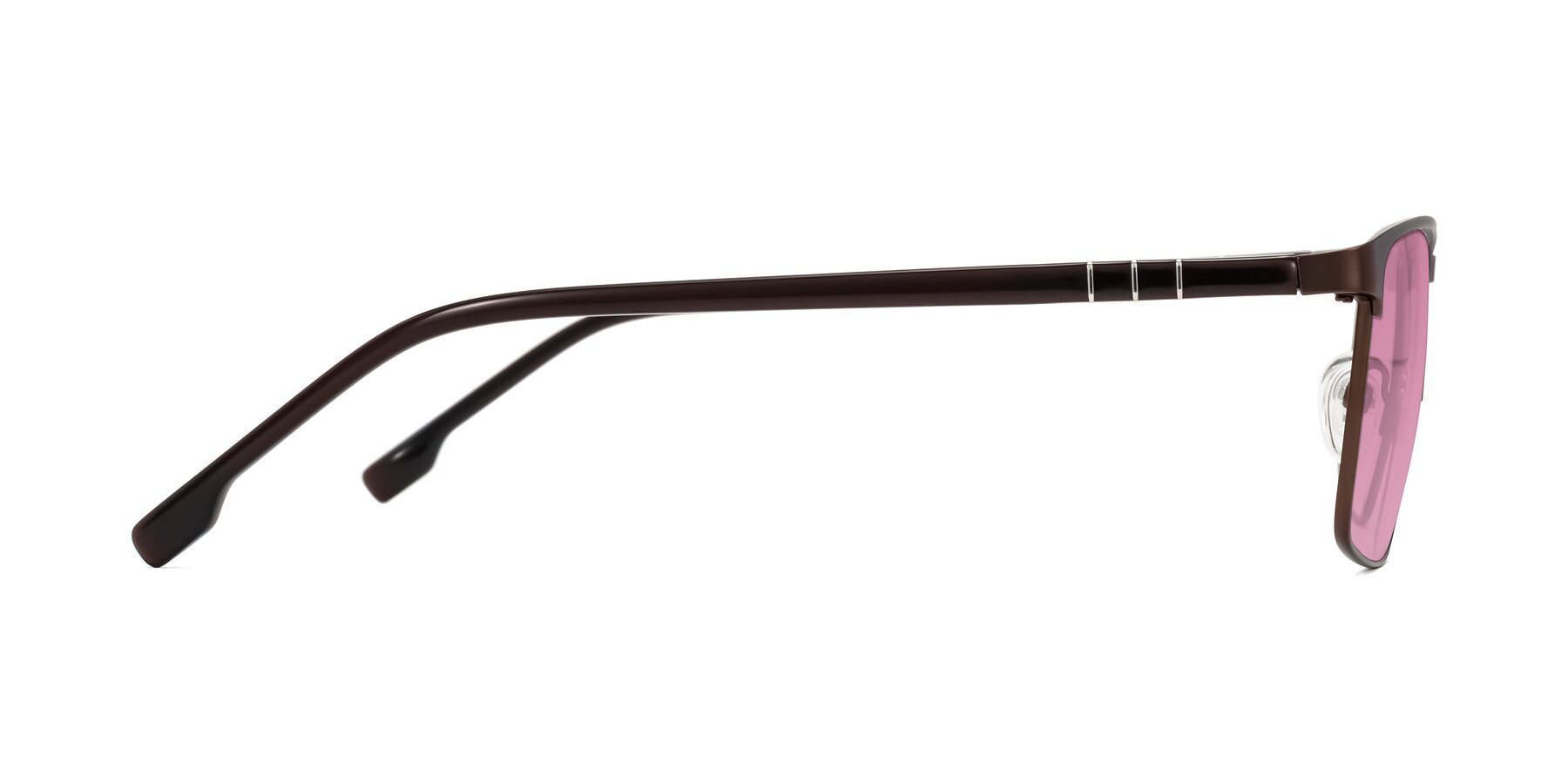 Side of Sampit in Matte Brown with Medium Wine Tinted Lenses