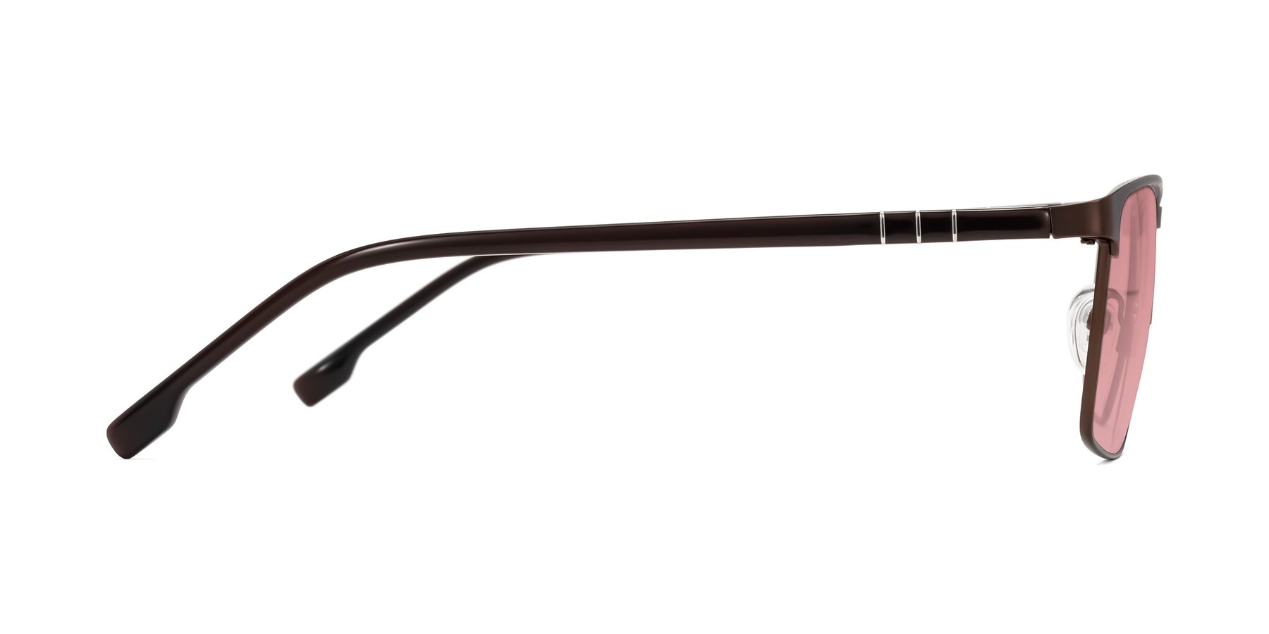 Side of Sampit in Matte Brown with Medium Garnet Tinted Lenses