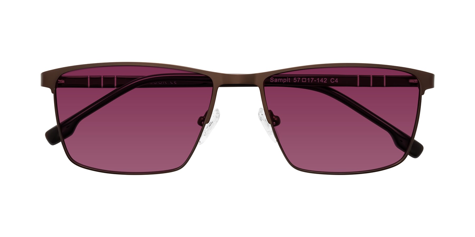 Folded Front of Sampit in Matte Brown with Wine Tinted Lenses