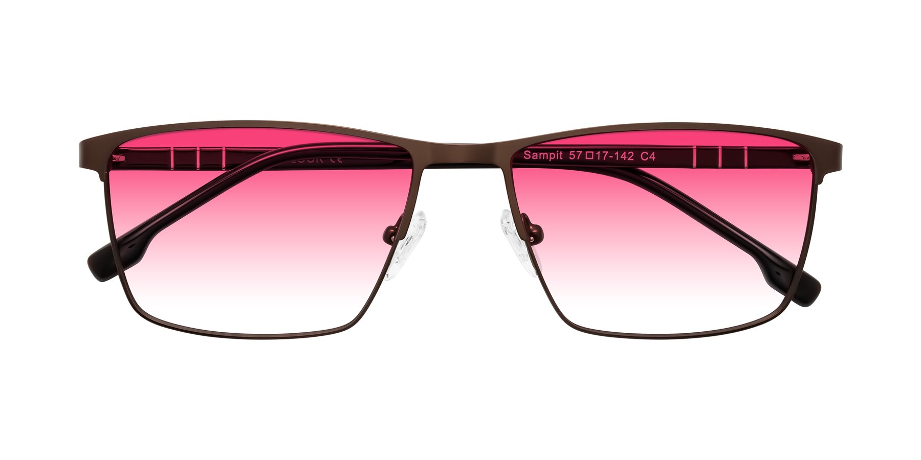 Folded Front of Sampit in Matte Brown with Pink Gradient Lenses