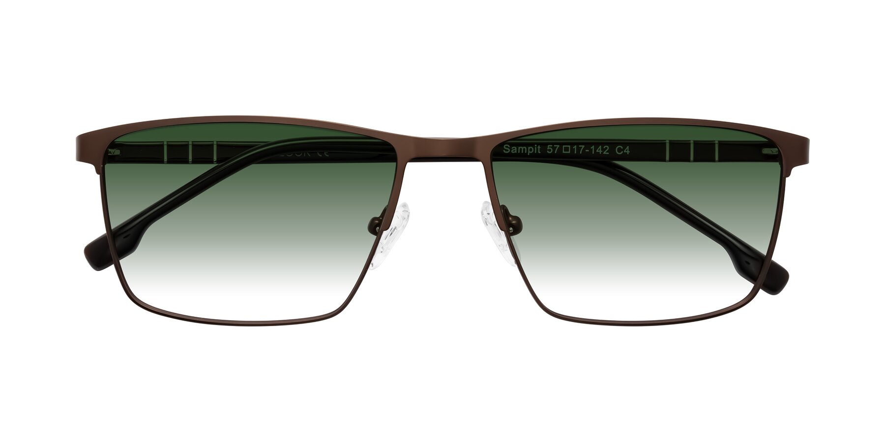 Folded Front of Sampit in Matte Brown with Green Gradient Lenses