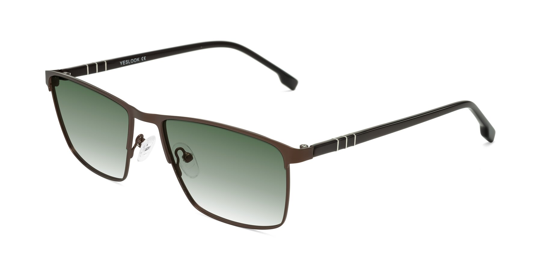 Angle of Sampit in Matte Brown with Green Gradient Lenses