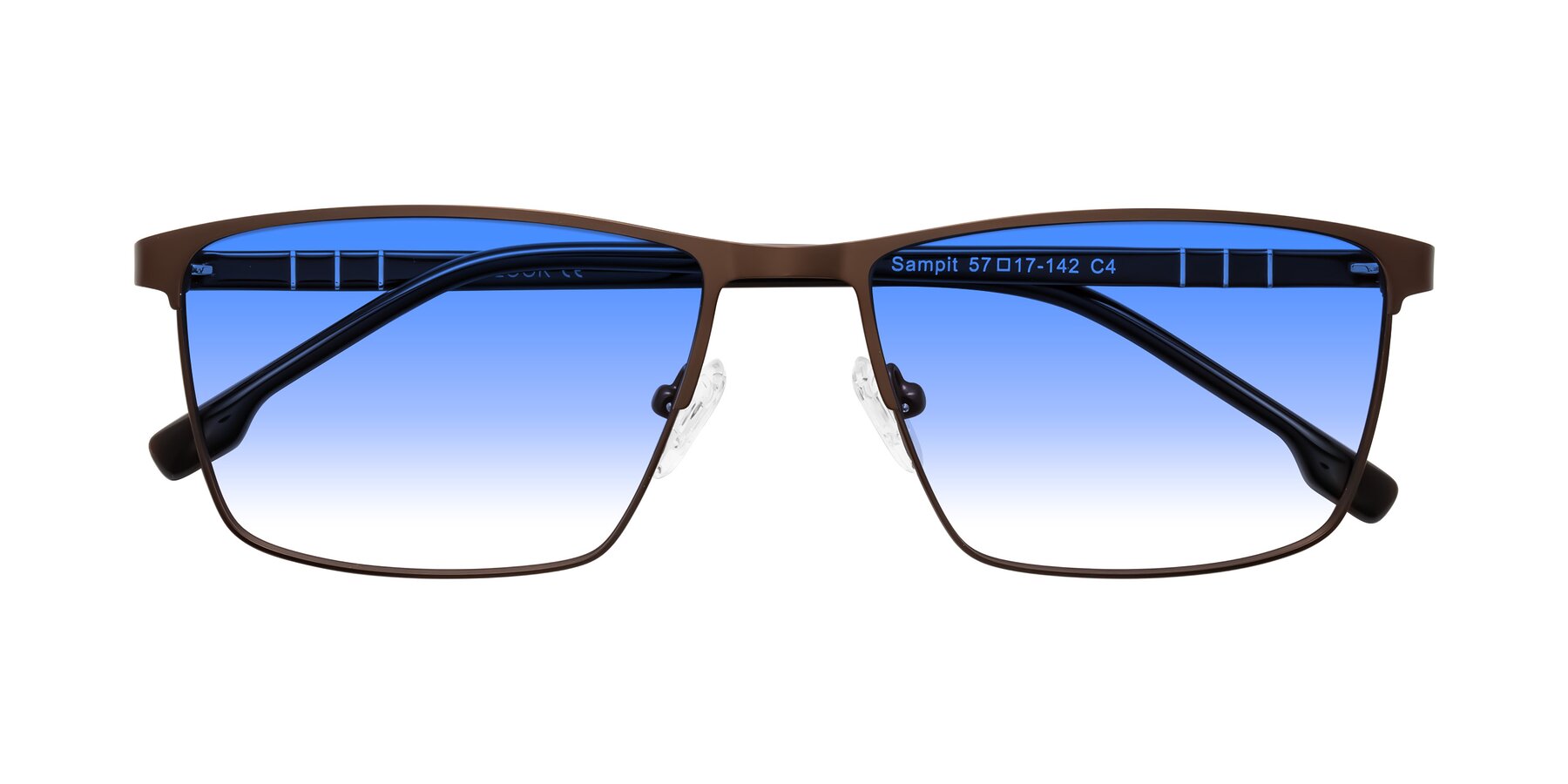 Folded Front of Sampit in Matte Brown with Blue Gradient Lenses