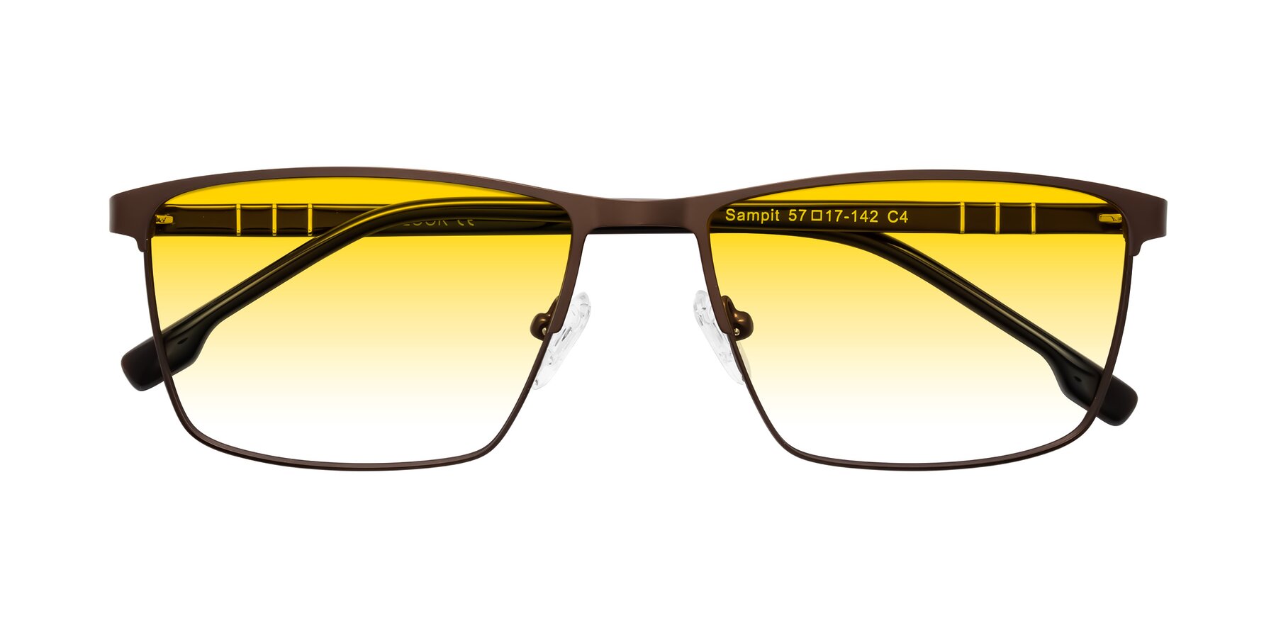Folded Front of Sampit in Matte Brown with Yellow Gradient Lenses