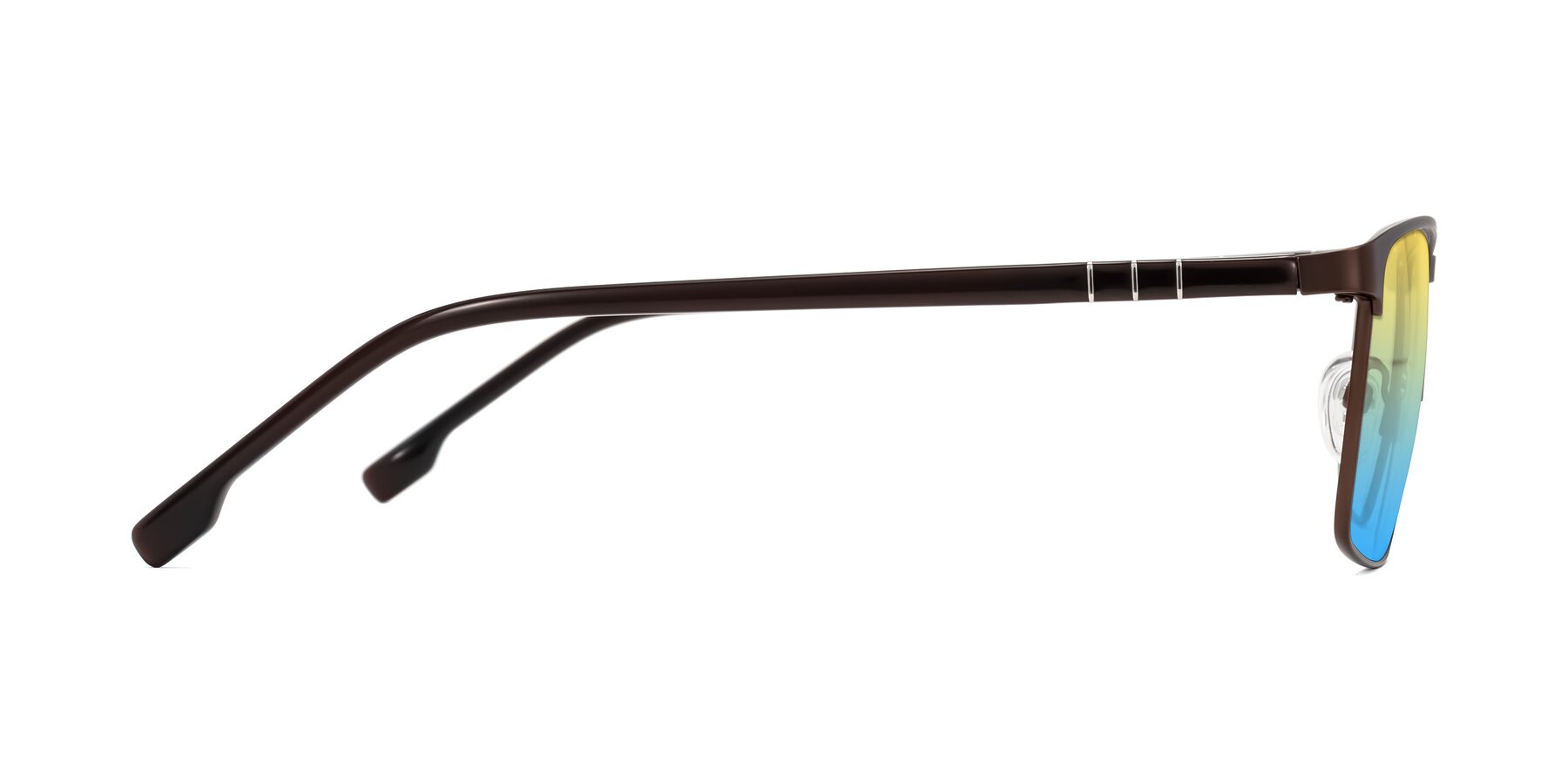 Side of Sampit in Matte Brown with Yellow / Blue Gradient Lenses