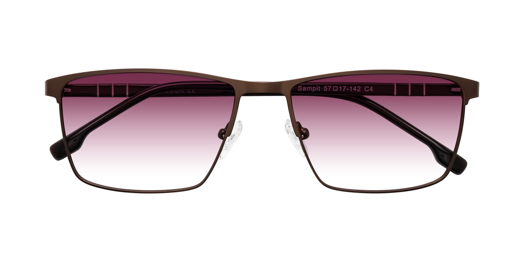 Folded Front of Sampit in Matte Brown with Wine Gradient Lenses