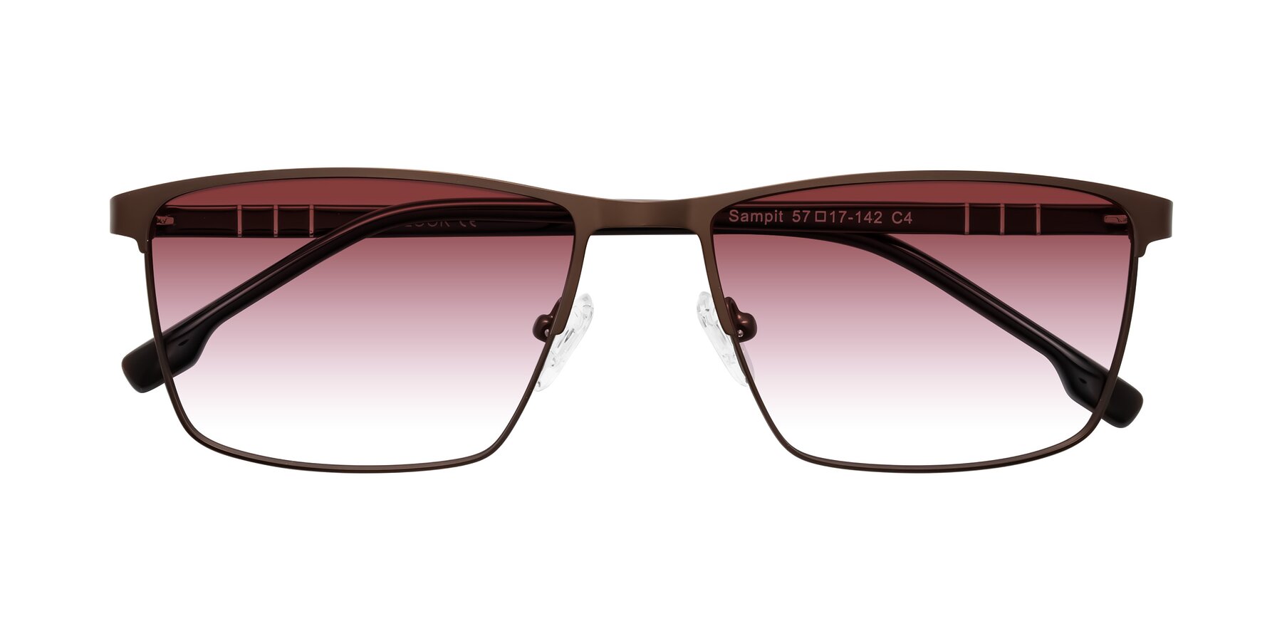Folded Front of Sampit in Matte Brown with Garnet Gradient Lenses