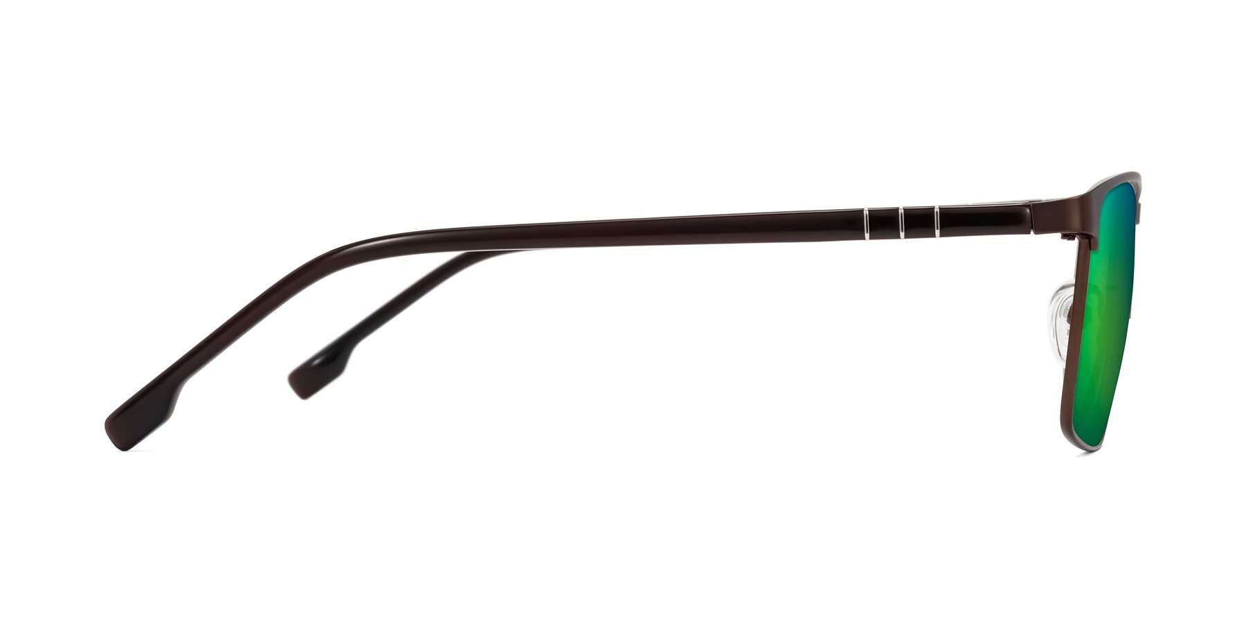 Side of Sampit in Matte Brown with Green Mirrored Lenses