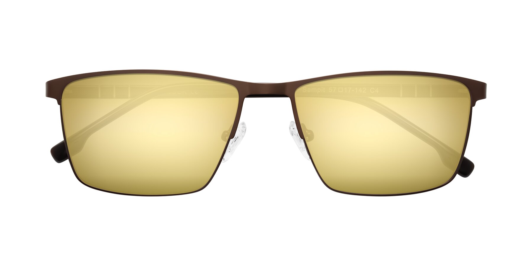 Folded Front of Sampit in Matte Brown with Gold Mirrored Lenses