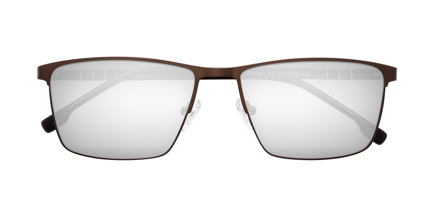 Folded Front of Sampit in Matte Brown with Silver Mirrored Lenses