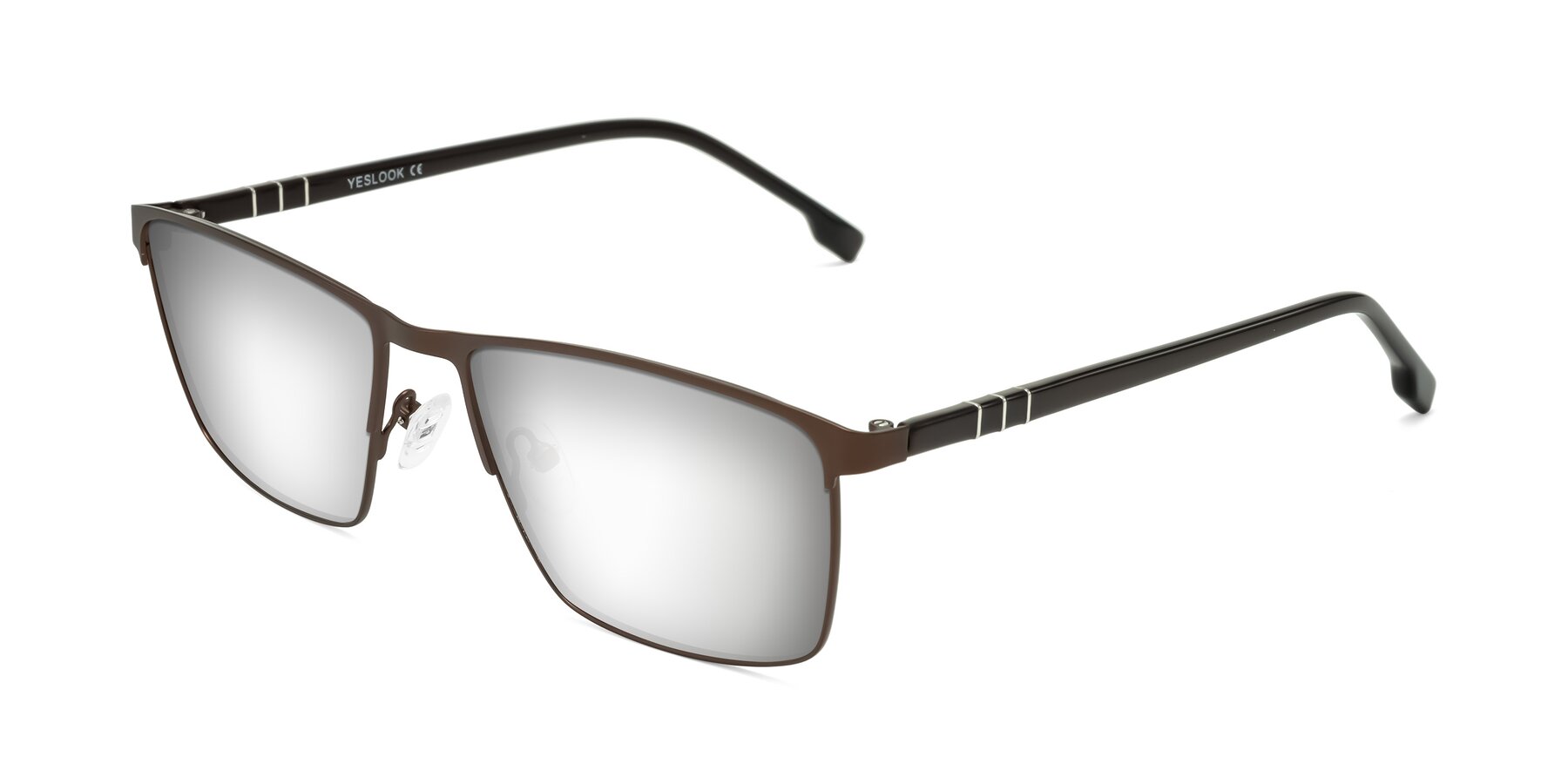 Angle of Sampit in Matte Brown with Silver Mirrored Lenses