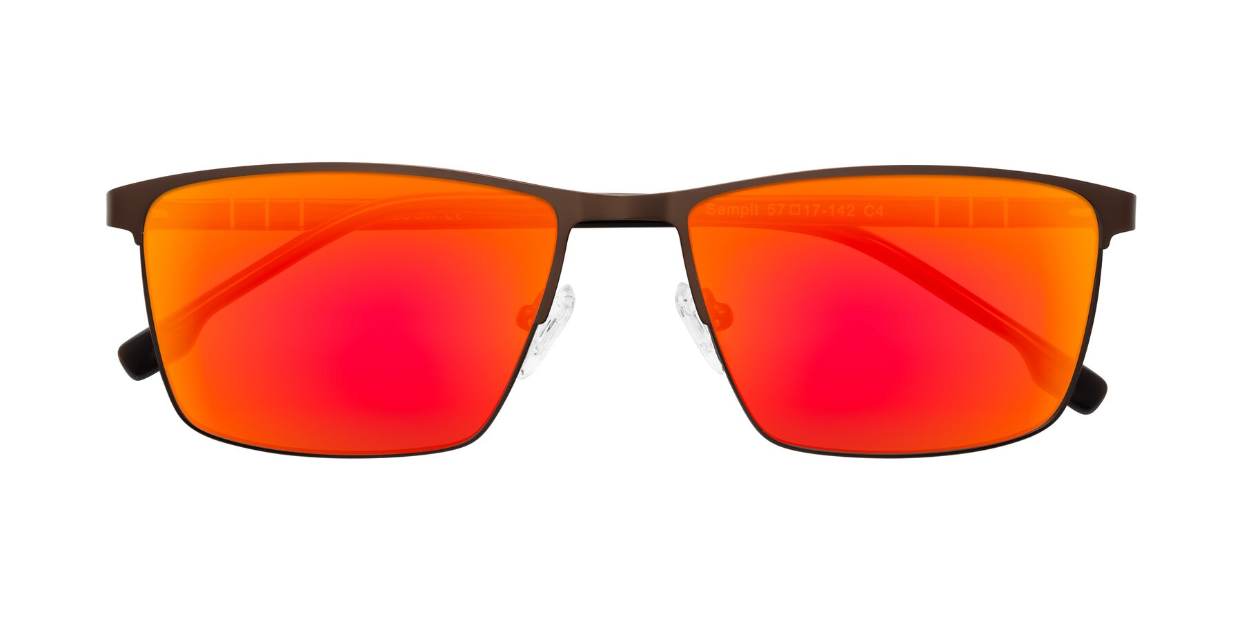 Folded Front of Sampit in Matte Brown with Red Gold Mirrored Lenses