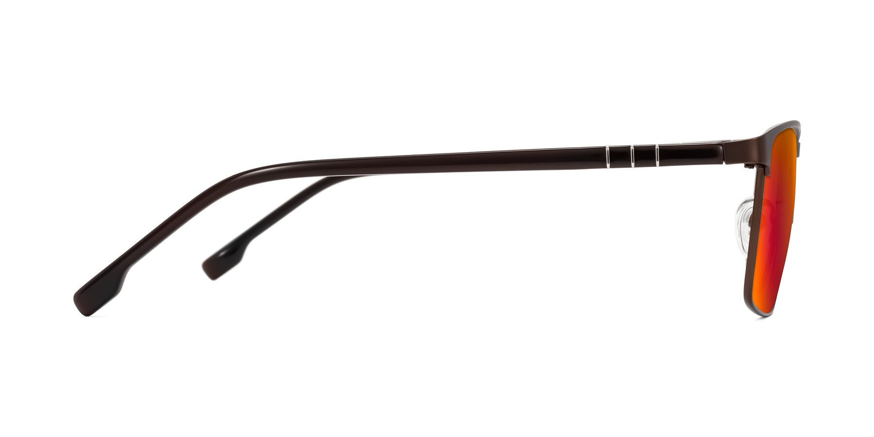 Side of Sampit in Matte Brown with Red Gold Mirrored Lenses