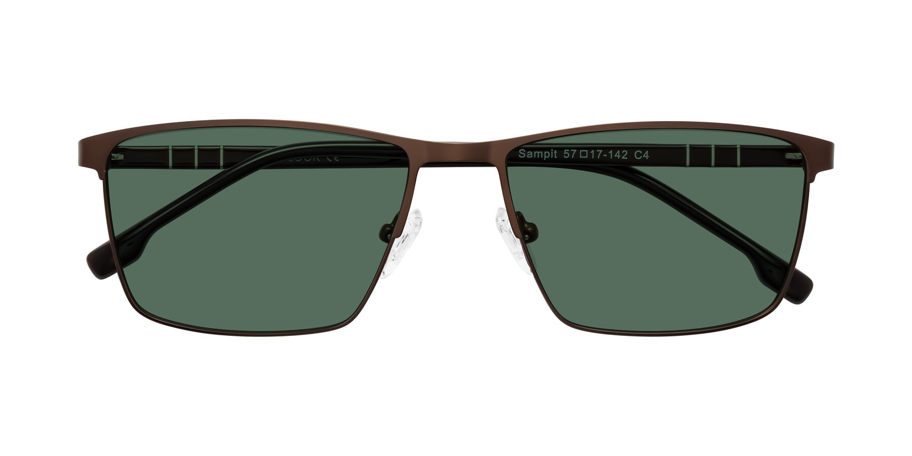 Folded Front of Sampit in Matte Brown with Green Polarized Lenses