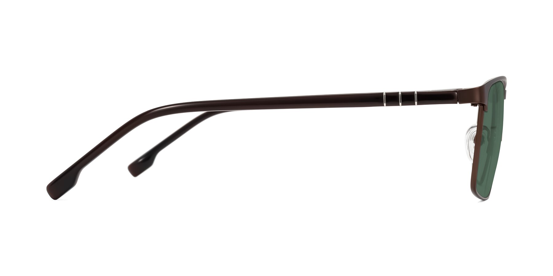 Side of Sampit in Matte Brown with Green Polarized Lenses