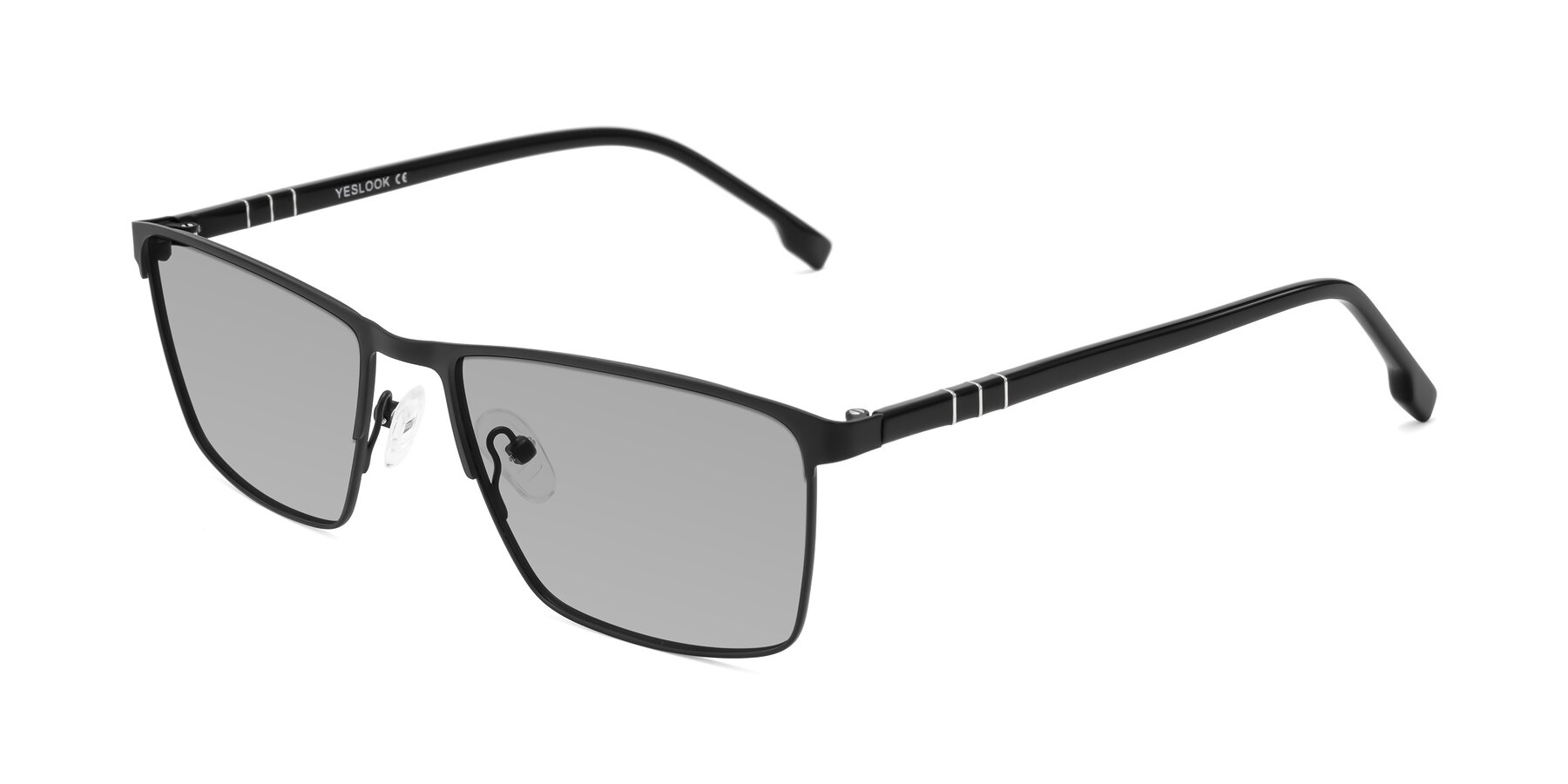 Angle of Sampit in Matte Black with Light Gray Tinted Lenses