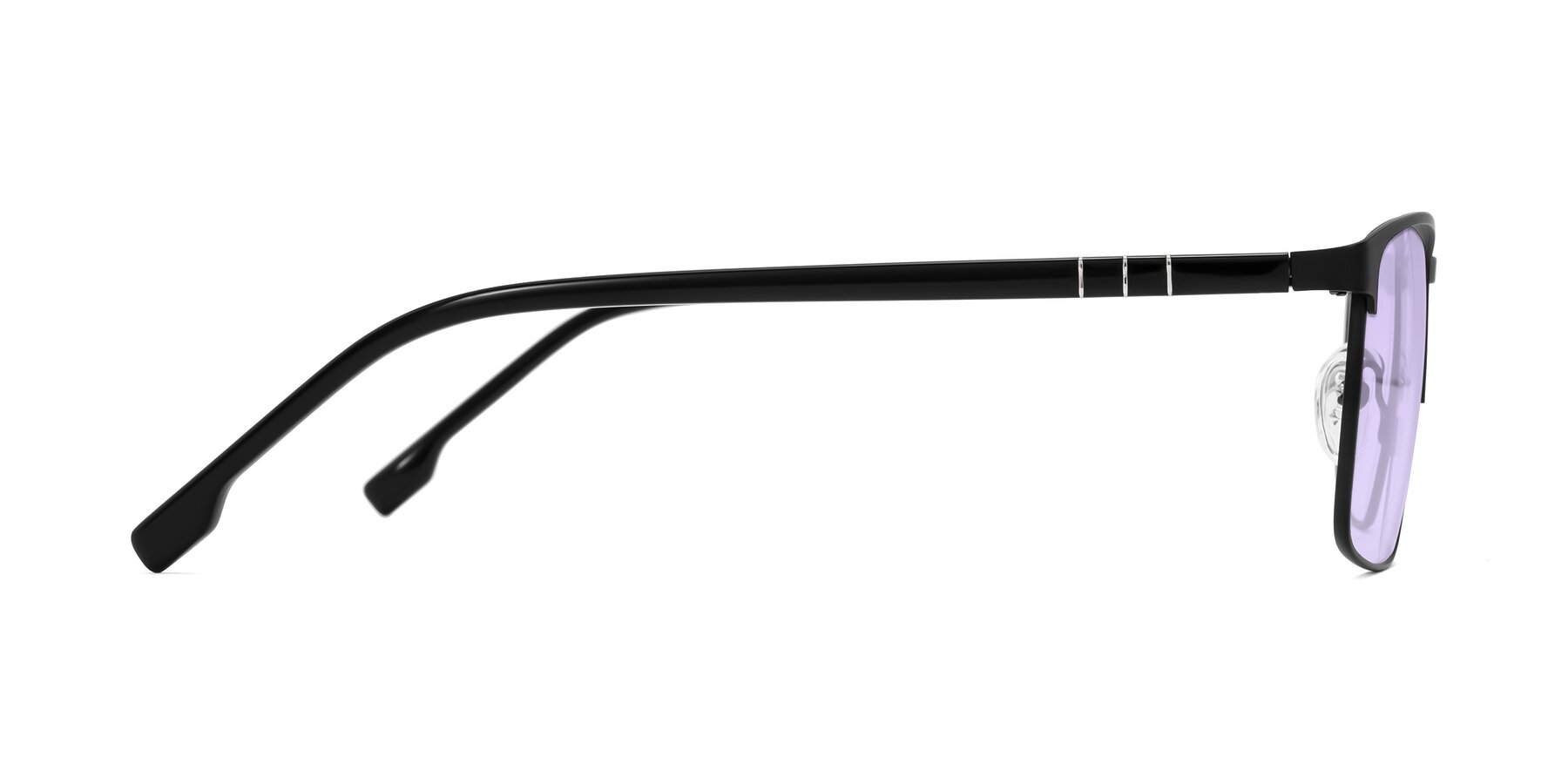 Side of Sampit in Matte Black with Light Purple Tinted Lenses