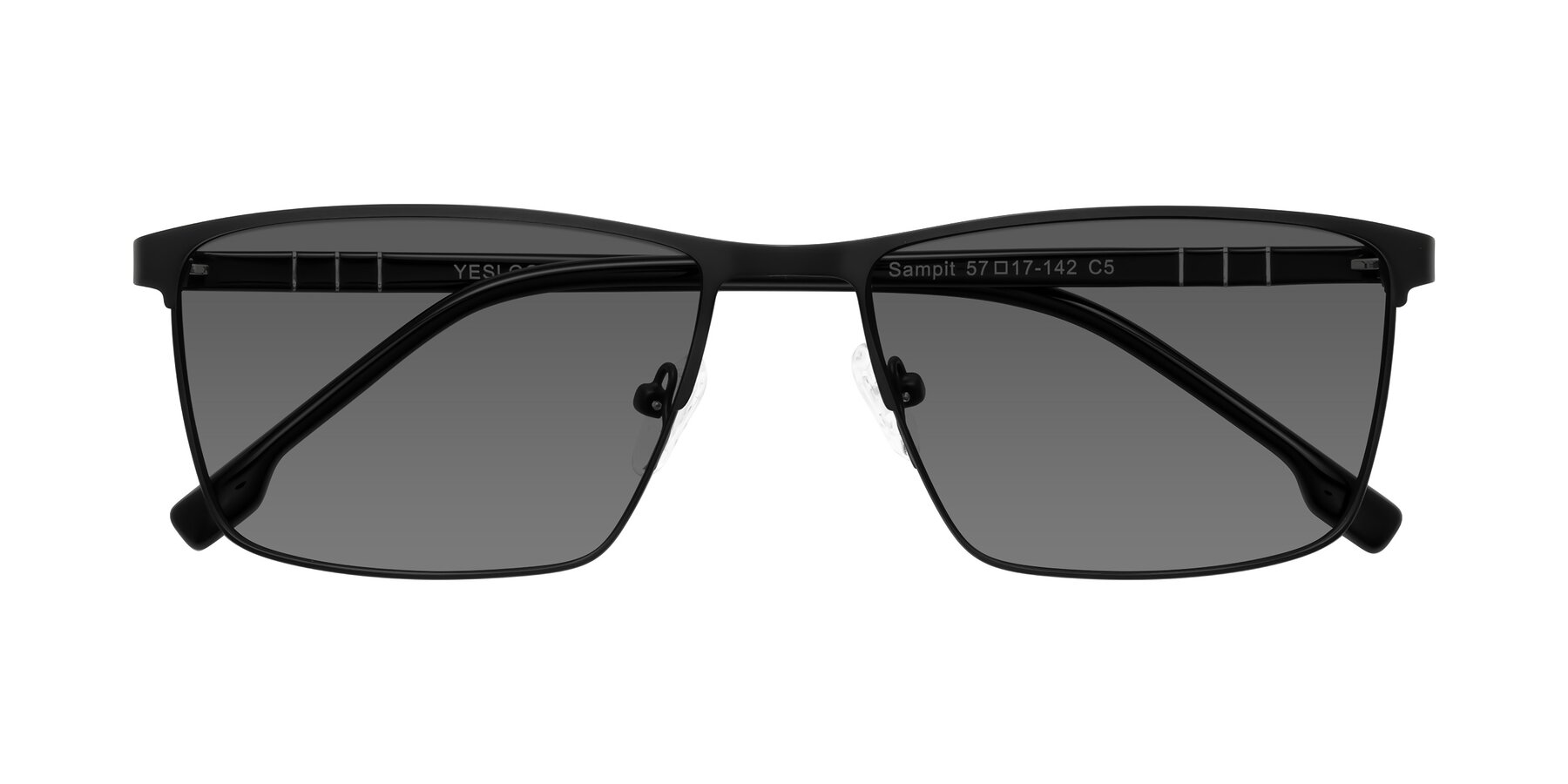 Folded Front of Sampit in Matte Black with Medium Gray Tinted Lenses