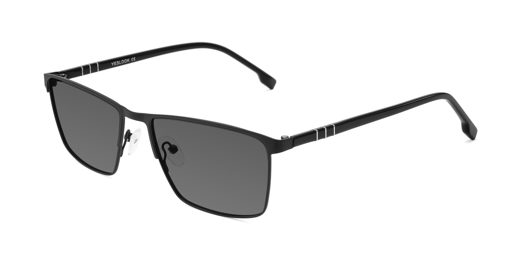 Angle of Sampit in Matte Black with Medium Gray Tinted Lenses