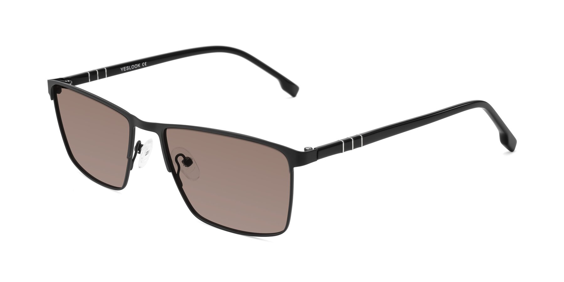 Angle of Sampit in Matte Black with Medium Brown Tinted Lenses