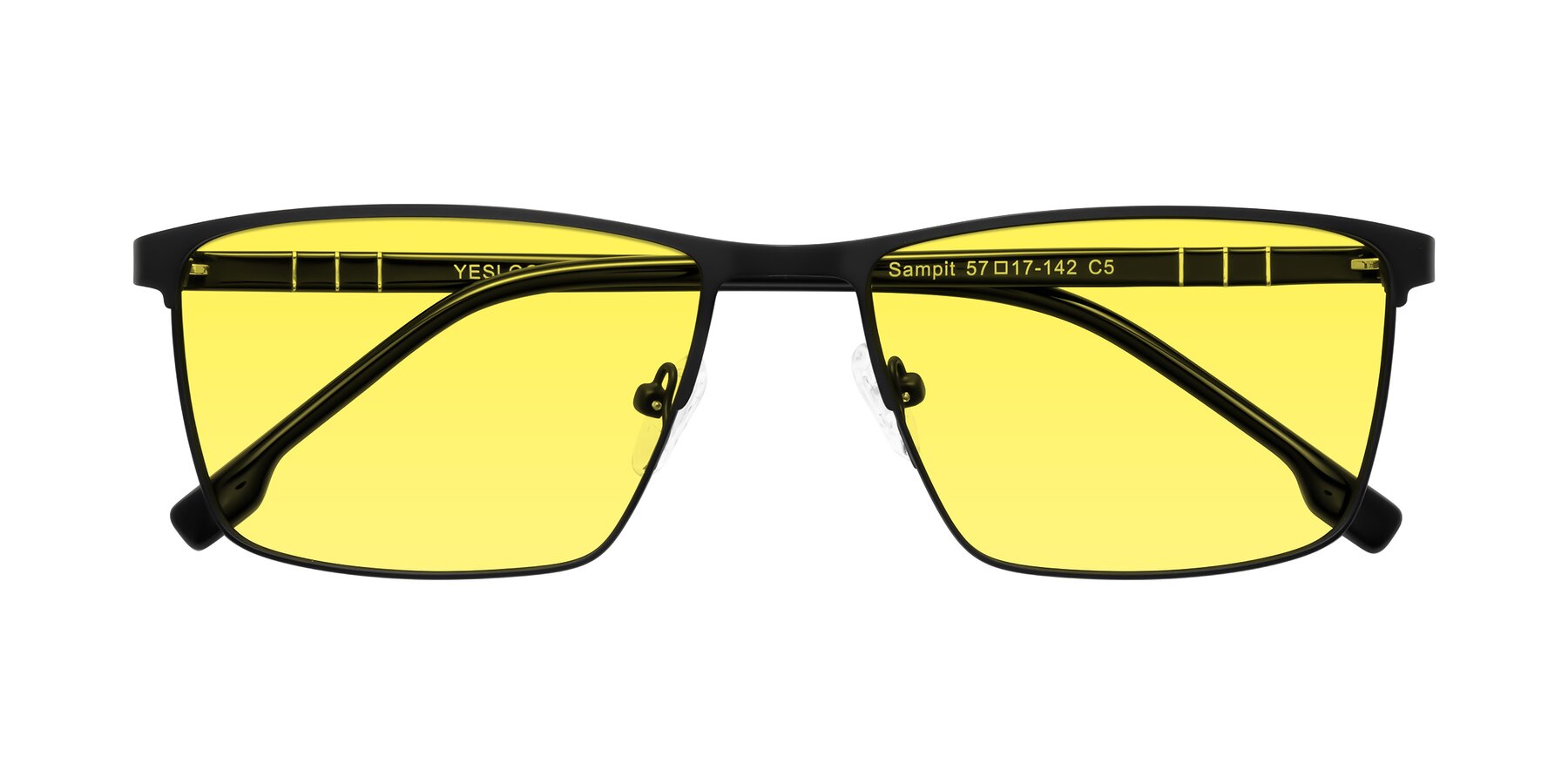 Folded Front of Sampit in Matte Black with Medium Yellow Tinted Lenses